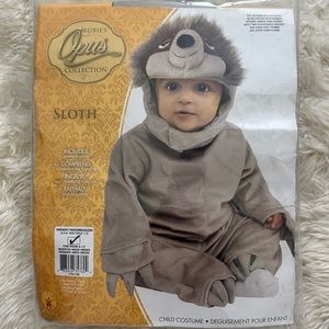 NWT sloth Halloween costume for baby with cozy hat